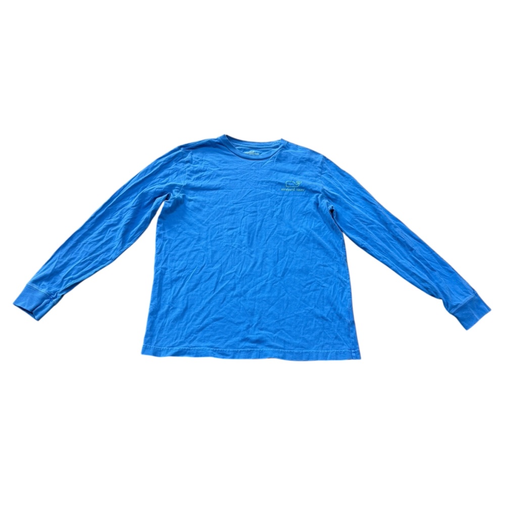 Vineyard Vines Blue Long Sleeve Green Whale Tee Shirt Size X-Large Kid’s